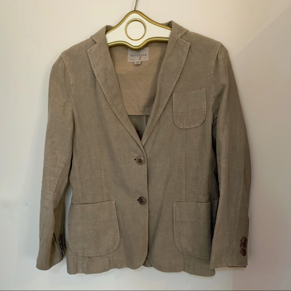Hartford Tan Linen Blazer Small